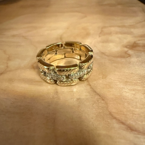 David Yurman Gatelin 18k Yellow Gold Pave Diamond Link Wedding Ring - Picture 1 of 8